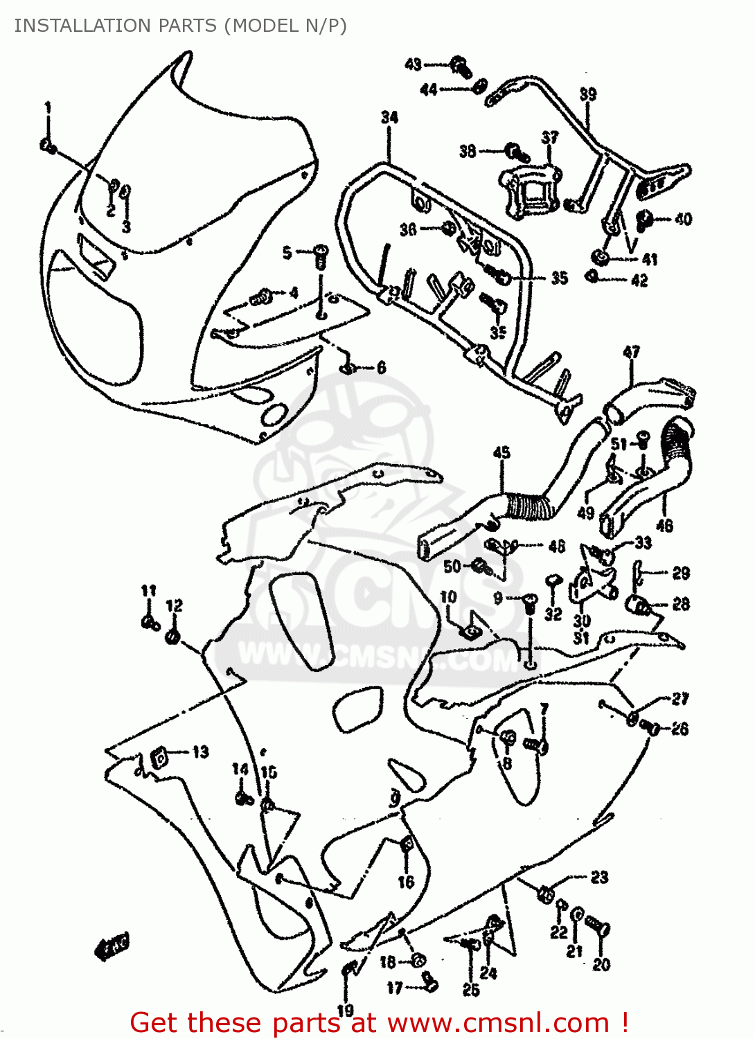 INSTALLATION PARTS (MODEL N/P) GSXR750W 1993 (P) (E01 E02 04 15 17 18 21 22 24 25 34 39 53)