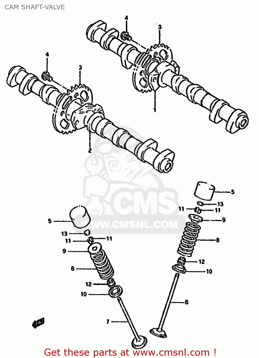 CAM SHAFT-VALVE GSXR750W 1993 (P) (E01 E02 04 15 17 18 21 22 24 25 34 39 53)