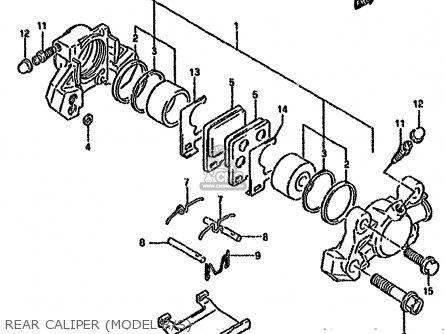 REAR CALIPER (MODEL R/S) - GSXR750W 1993 (P) (E01 E02 04 15 17 18 21 22 24 25 34 39 53)