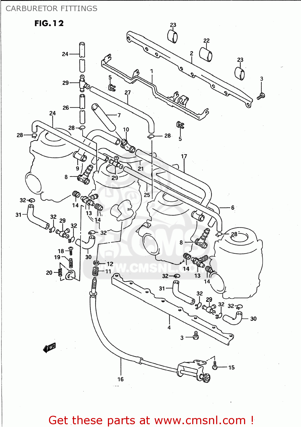 CARBURETOR FITTINGS GSXR750W 1993 (P) USA (E03)