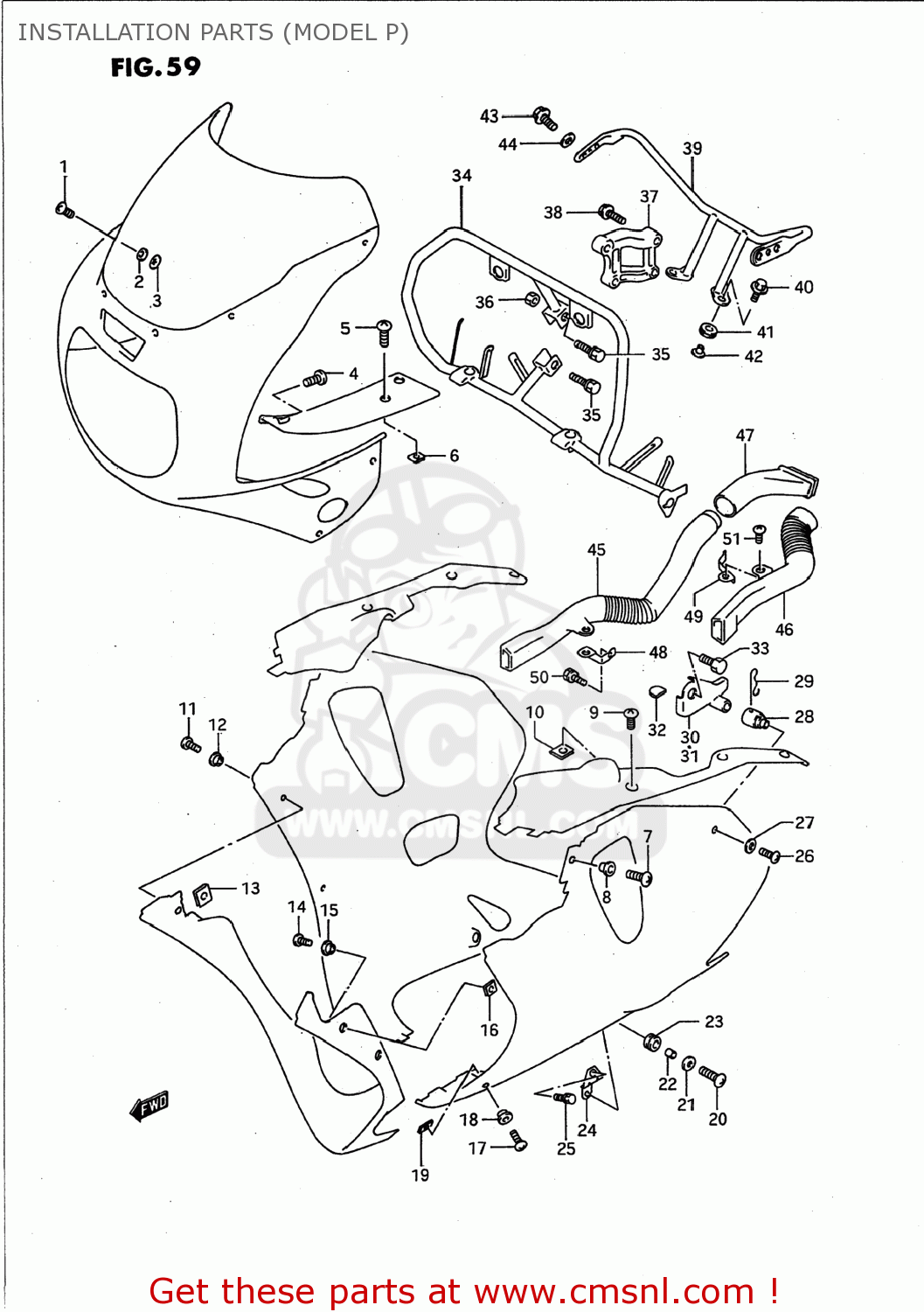INSTALLATION PARTS (MODEL P) GSXR750W 1993 (P) USA (E03)