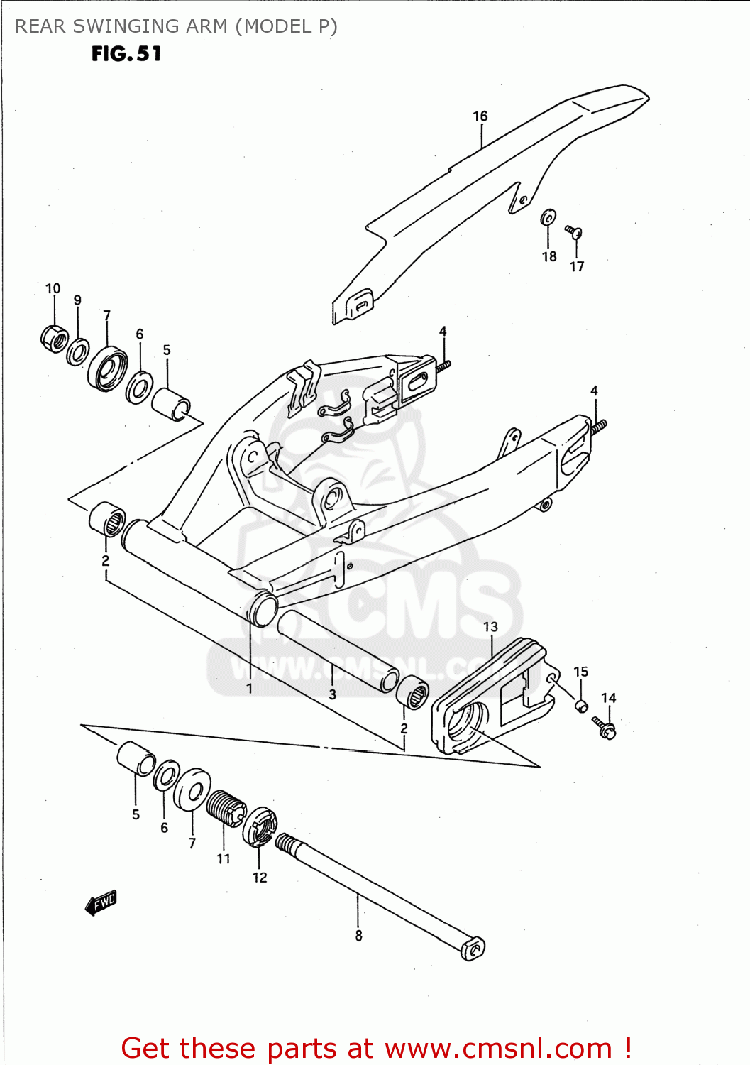REAR SWINGING ARM (MODEL P) GSXR750W 1993 (P) USA (E03)