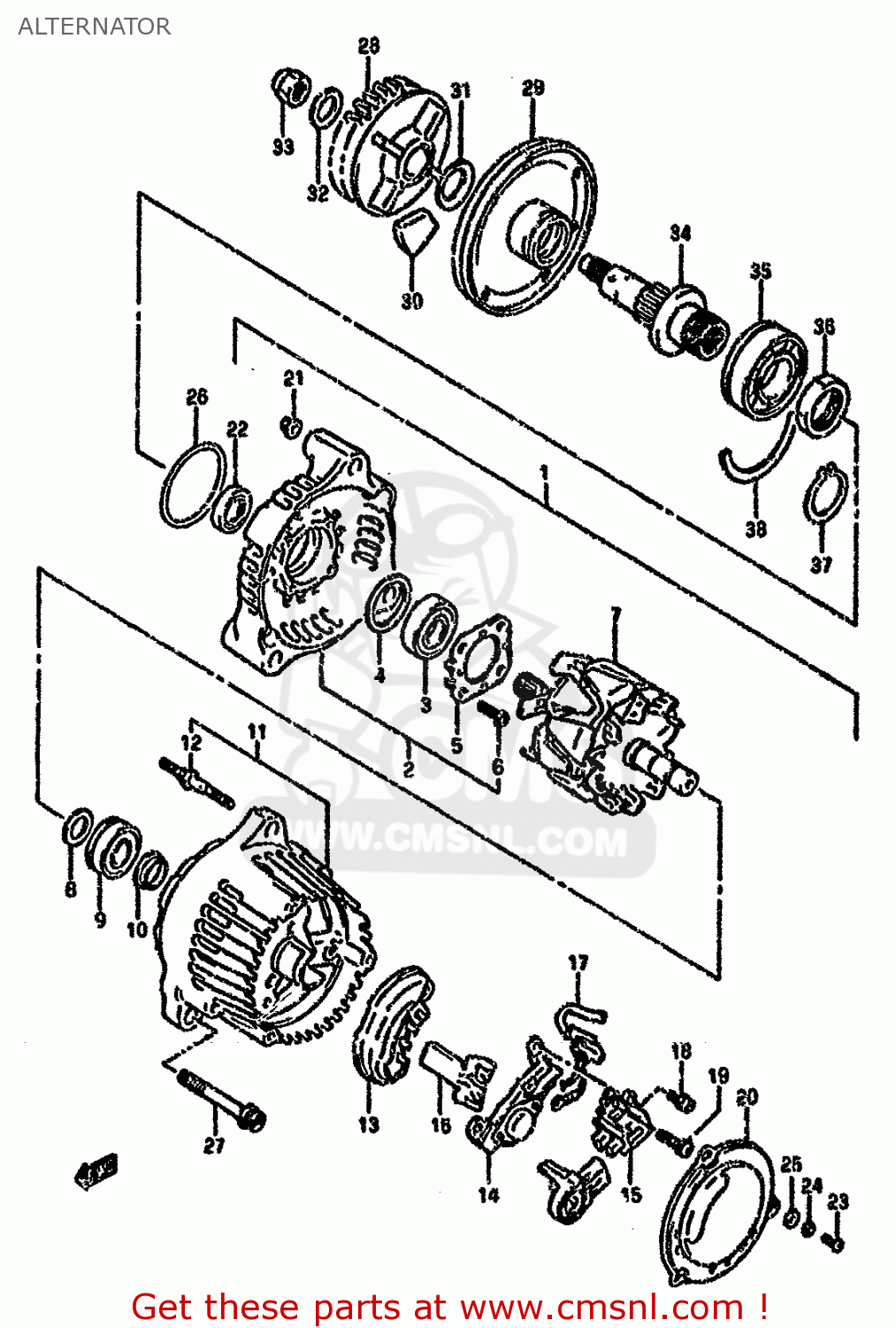 ALTERNATOR GSXR750W 1994 (R) (E01 E02 E04 E18 E22 E24 E25 E34 E39)