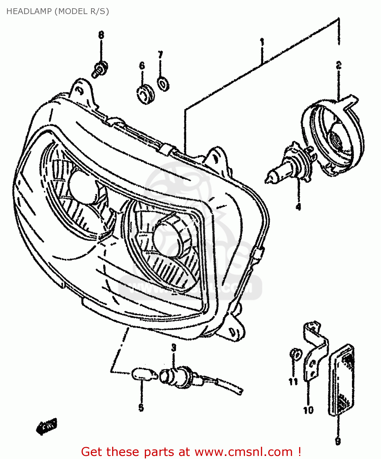 HEADLAMP (MODEL R/S) GSXR750W 1994 (R) (E01 E02 E04 E18 E22 E24 E25 E34 E39)