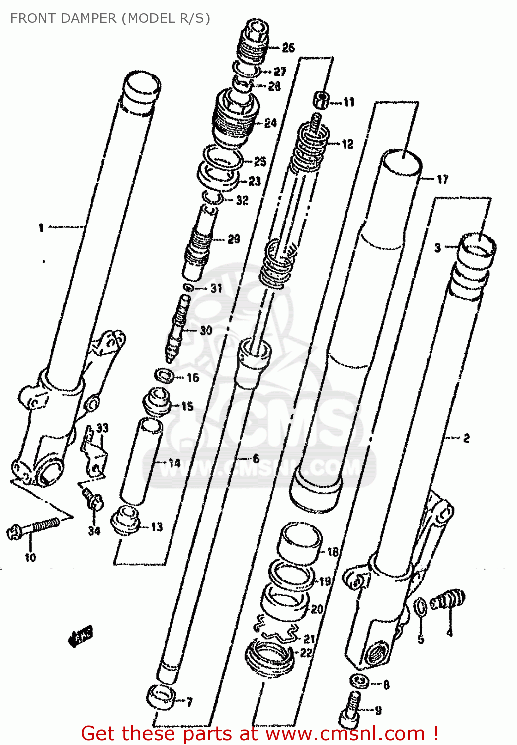 FRONT DAMPER (MODEL R/S) GSXR750W 1994 (R) (E01 E02 E04 E18 E22 E24 E25 E34 E39)