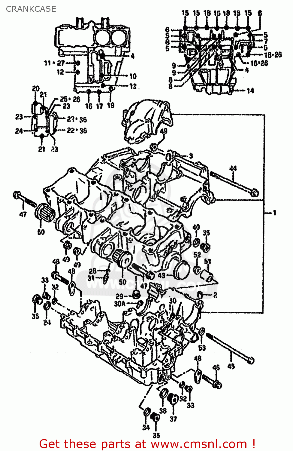 CRANKCASE GSXR750W 1994 (R) (E01 E02 E04 E18 E22 E24 E25 E34 E39)