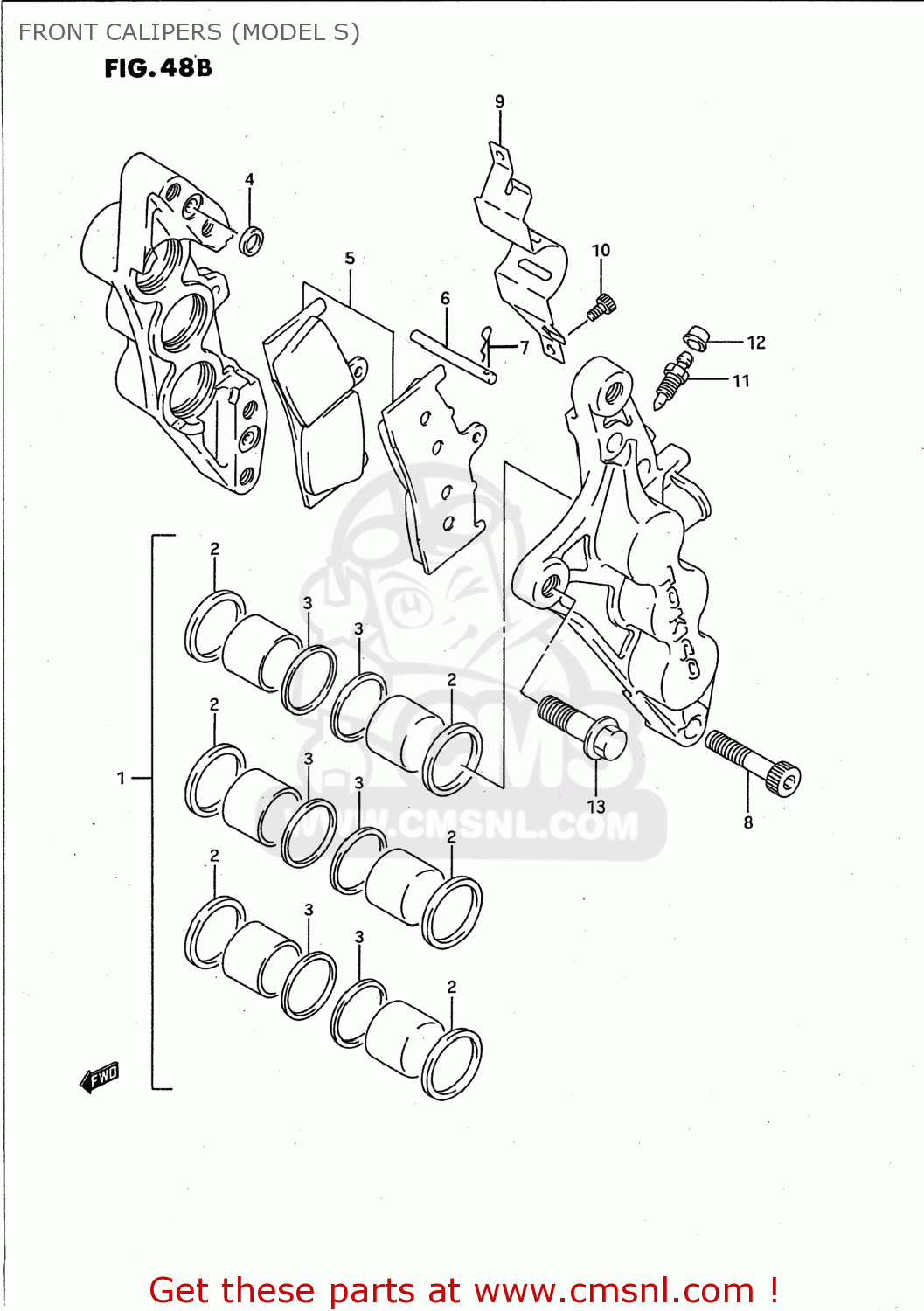 FRONT CALIPERS (MODEL S) GSXR750W 1994 (R) USA (E03)