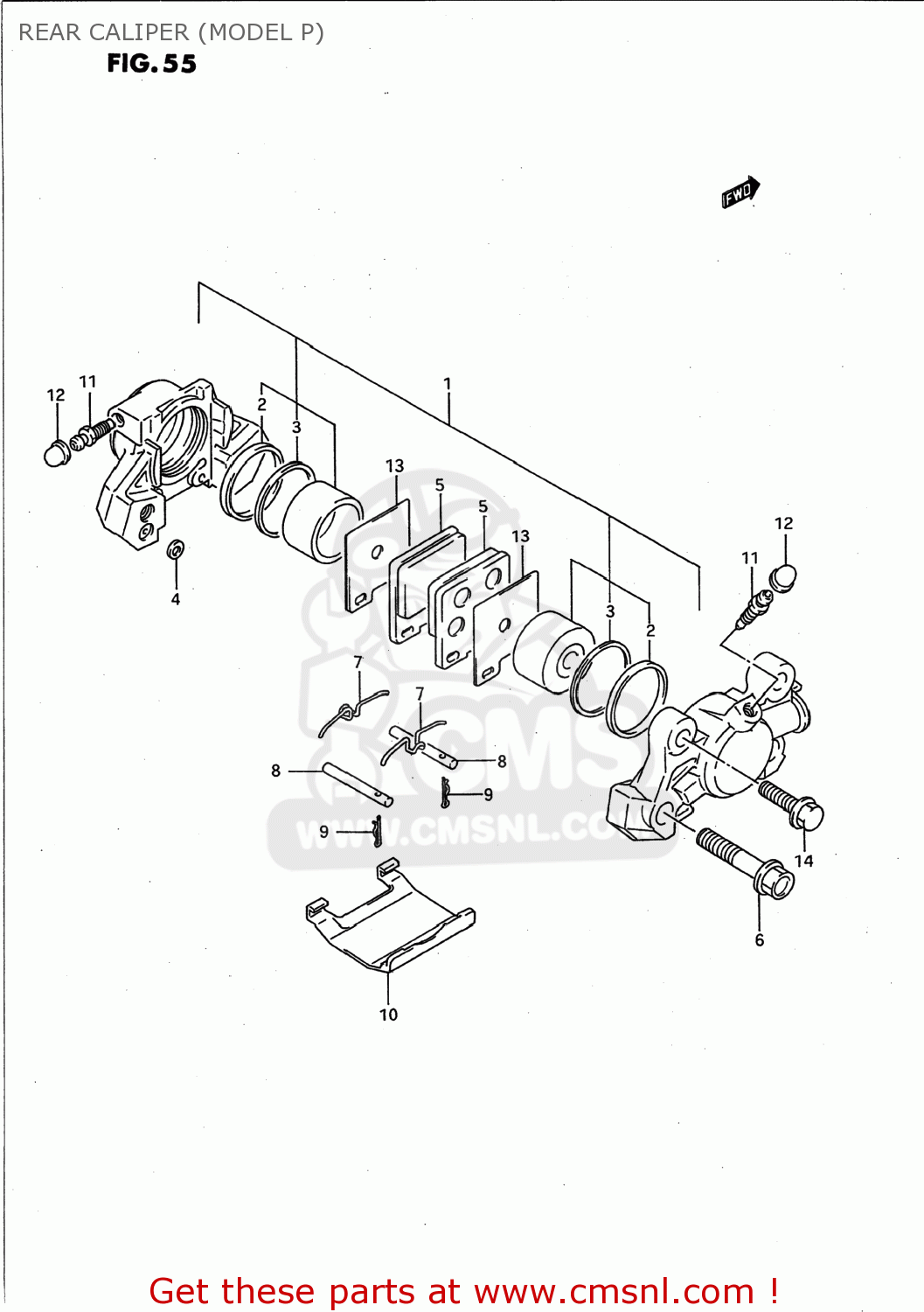 REAR CALIPER (MODEL P) GSXR750W 1994 (R) USA (E03)