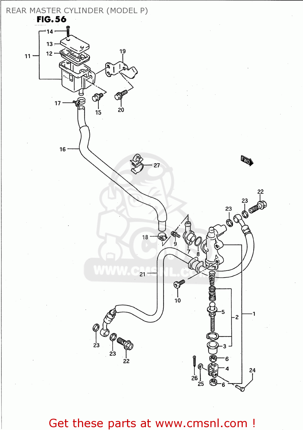 REAR MASTER CYLINDER (MODEL P) GSXR750W 1994 (R) USA (E03)