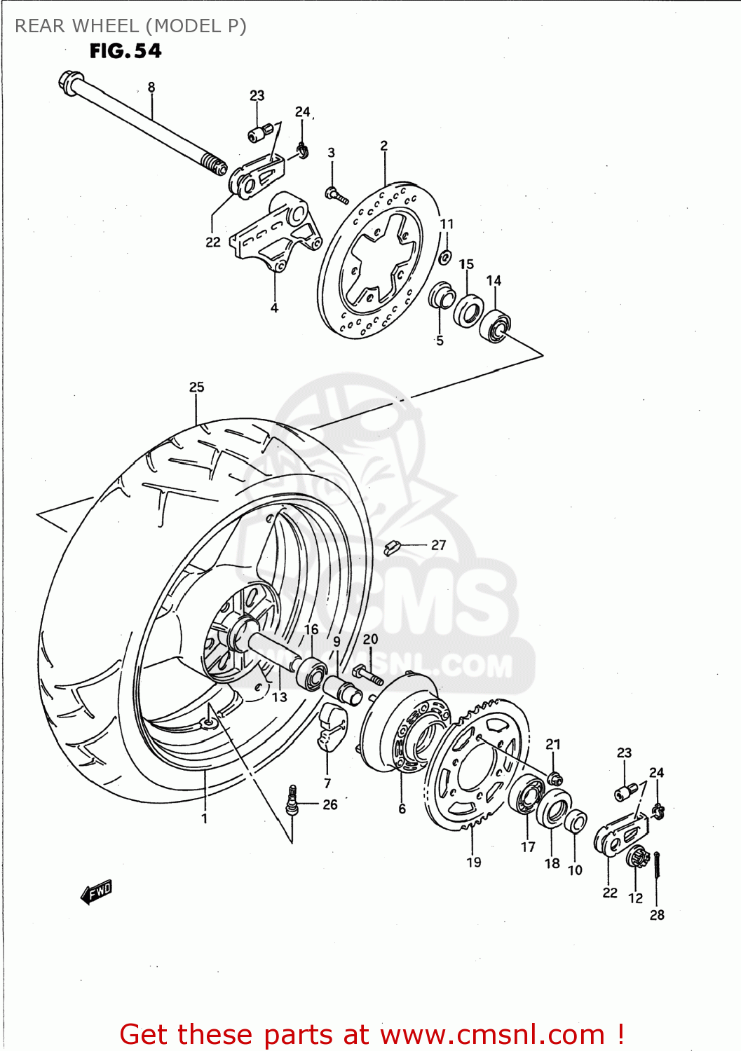 REAR WHEEL (MODEL P) GSXR750W 1994 (R) USA (E03)