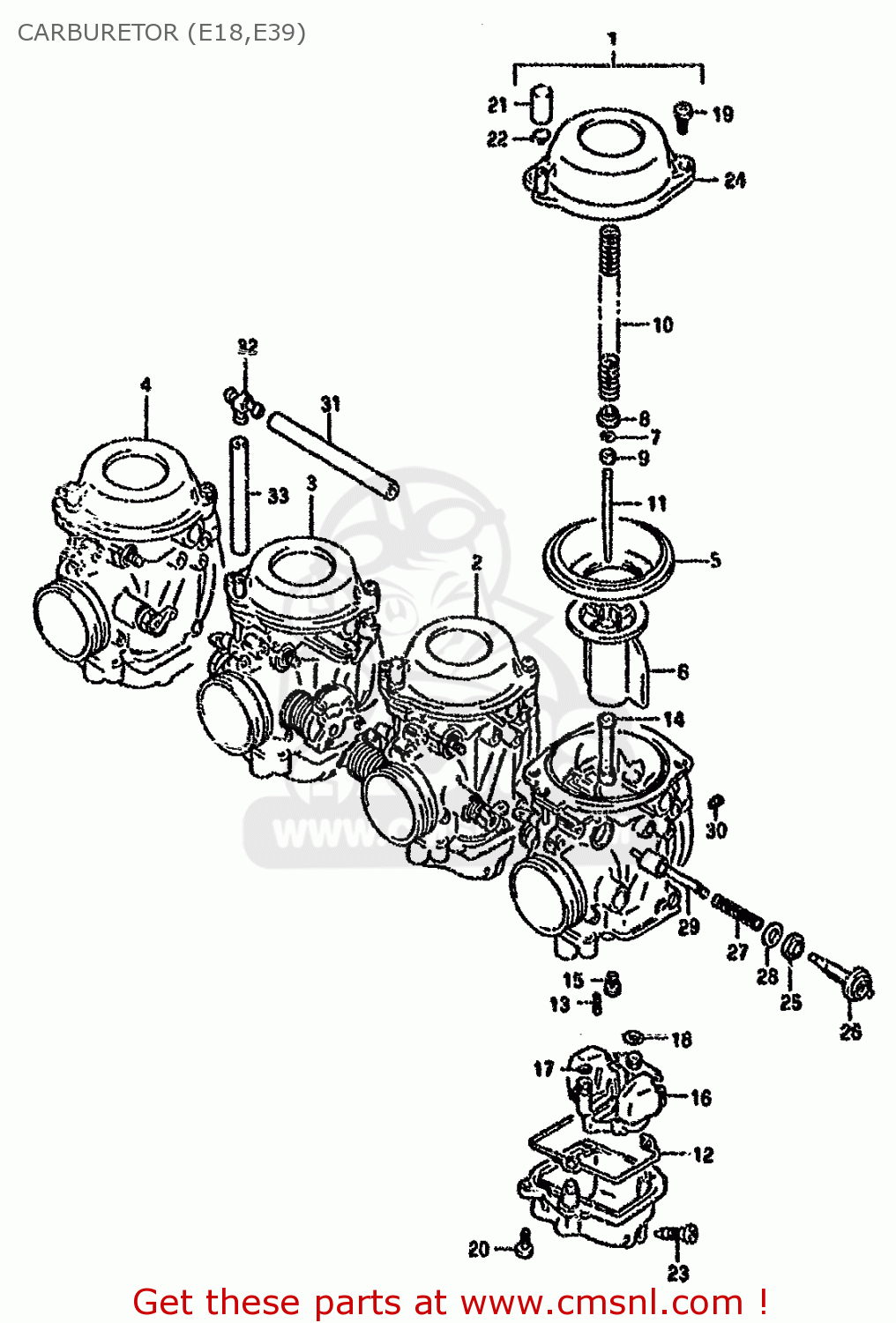 CARBURETOR (E18,E39) GSXR750W 1995 (S) (E02 E04 E18 E22 E24 E25 E34 E37 E39)