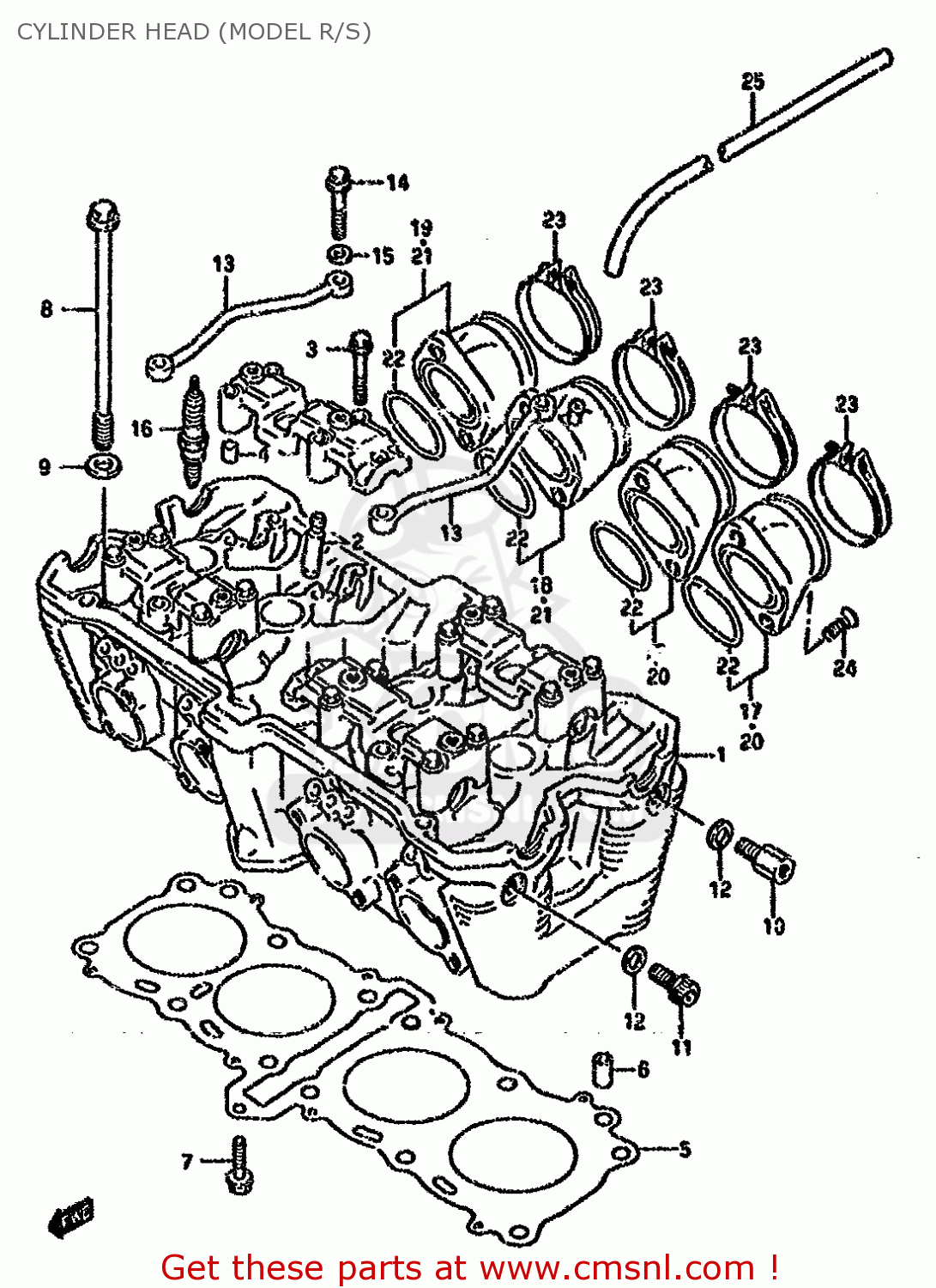 CYLINDER HEAD (MODEL R/S) GSXR750W 1995 (S) (E02 E04 E18 E22 E24 E25 E34 E37 E39)