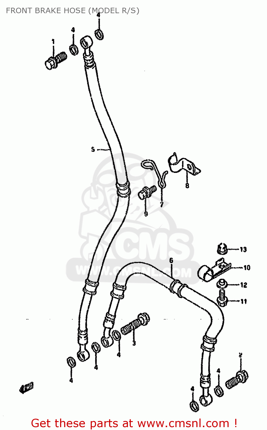 FRONT BRAKE HOSE (MODEL R/S) GSXR750W 1995 (S) (E02 E04 E18 E22 E24 E25 E34 E37 E39)