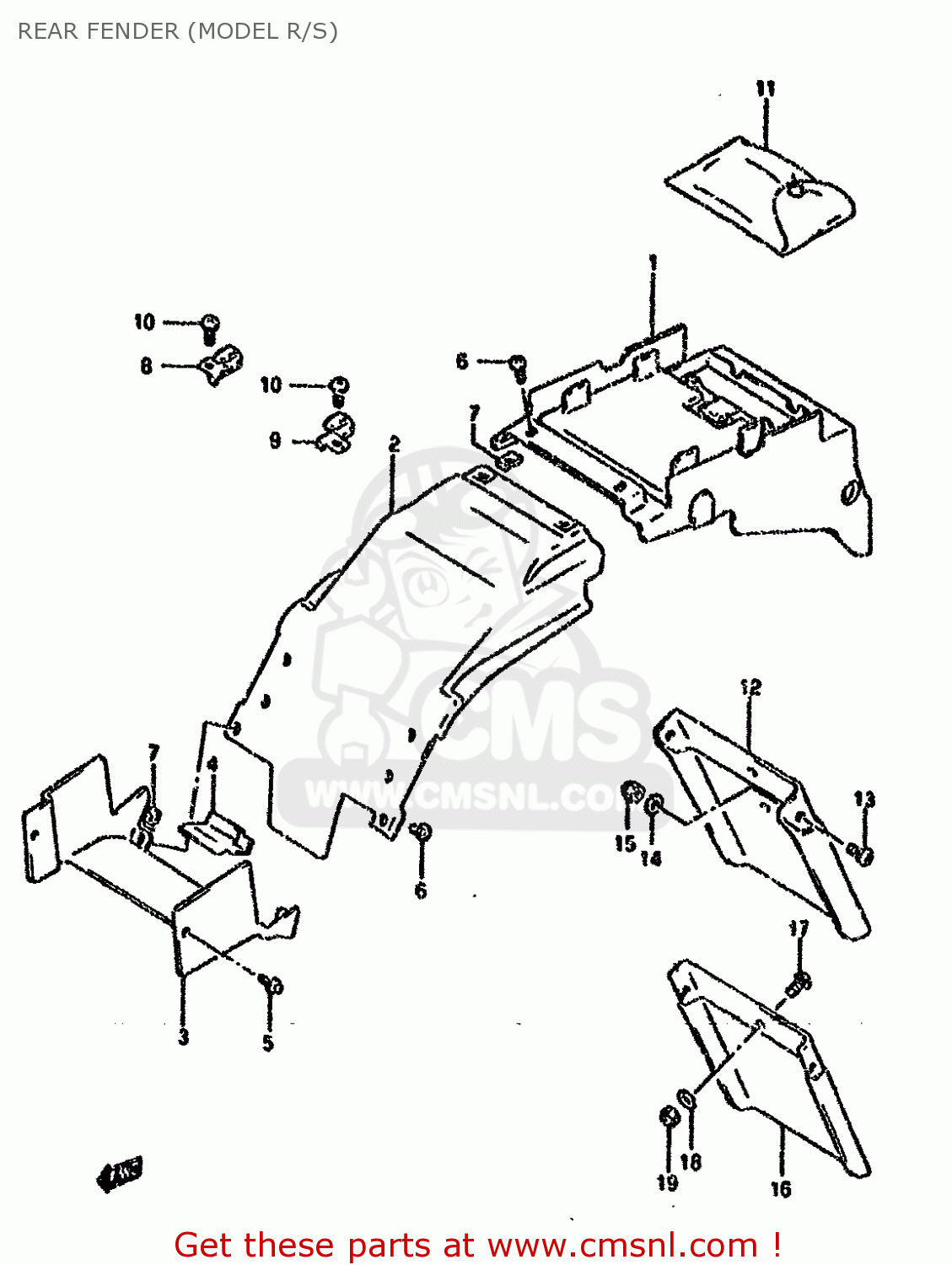 REAR FENDER (MODEL R/S) GSXR750W 1995 (S) (E02 E04 E18 E22 E24 E25 E34 E37 E39)