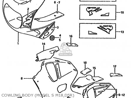 COWLING BODY (MODEL S M18,D5R) - GSXR750W 1995 (S) (E02 E04 E18 E22 E24 E25 E34 E37 E39)