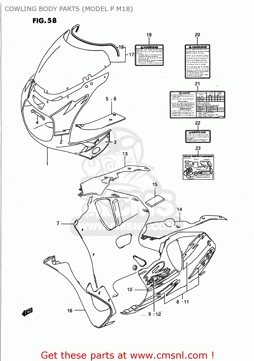 COWLING BODY PARTS (MODEL P M18) GSXR750W 1995 (S) USA (E03)