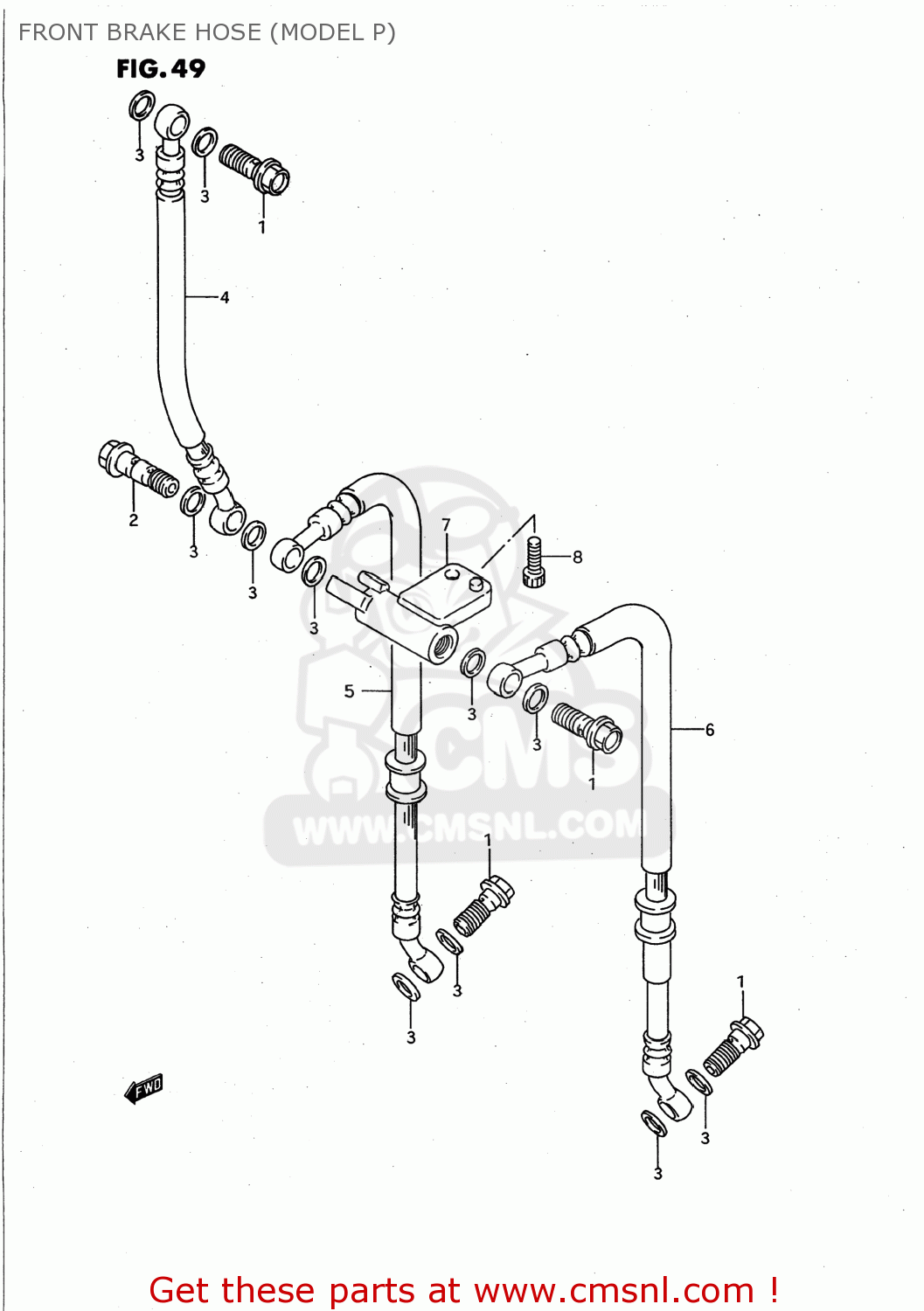 FRONT BRAKE HOSE (MODEL P) GSXR750W 1995 (S) USA (E03)