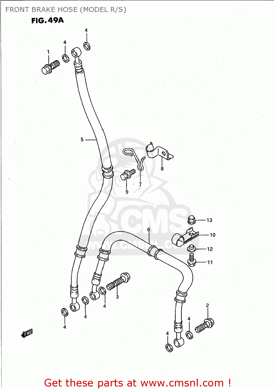 FRONT BRAKE HOSE (MODEL R/S) GSXR750W 1995 (S) USA (E03)
