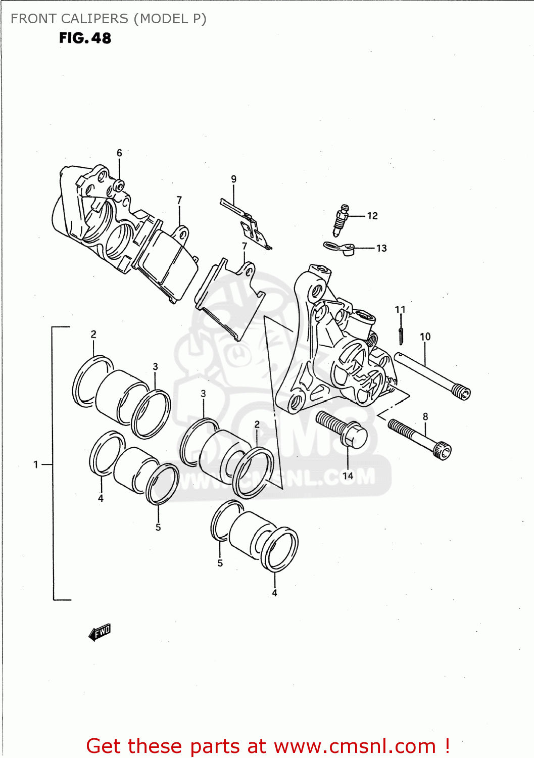 FRONT CALIPERS (MODEL P) GSXR750W 1995 (S) USA (E03)