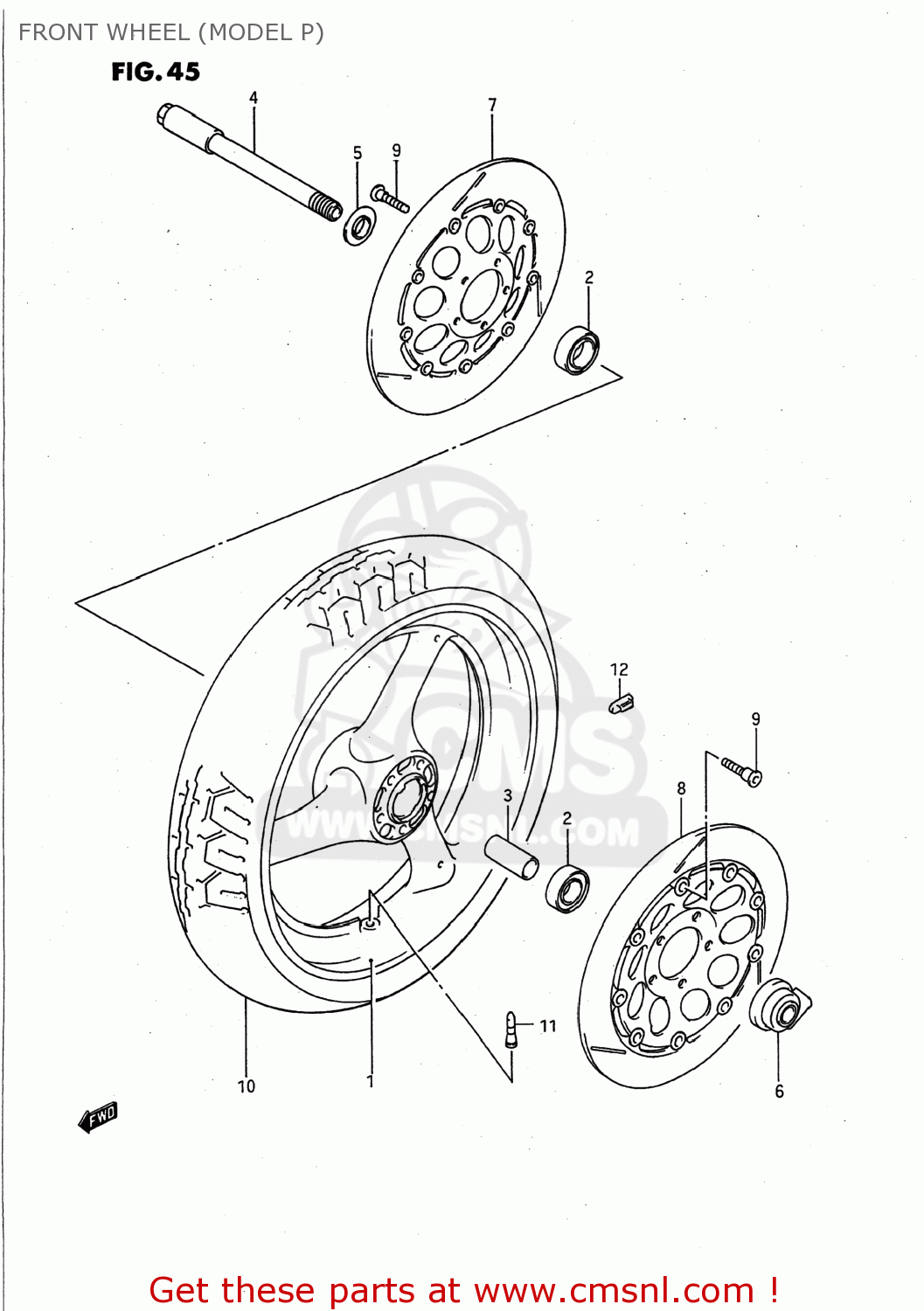 FRONT WHEEL (MODEL P) GSXR750W 1995 (S) USA (E03)