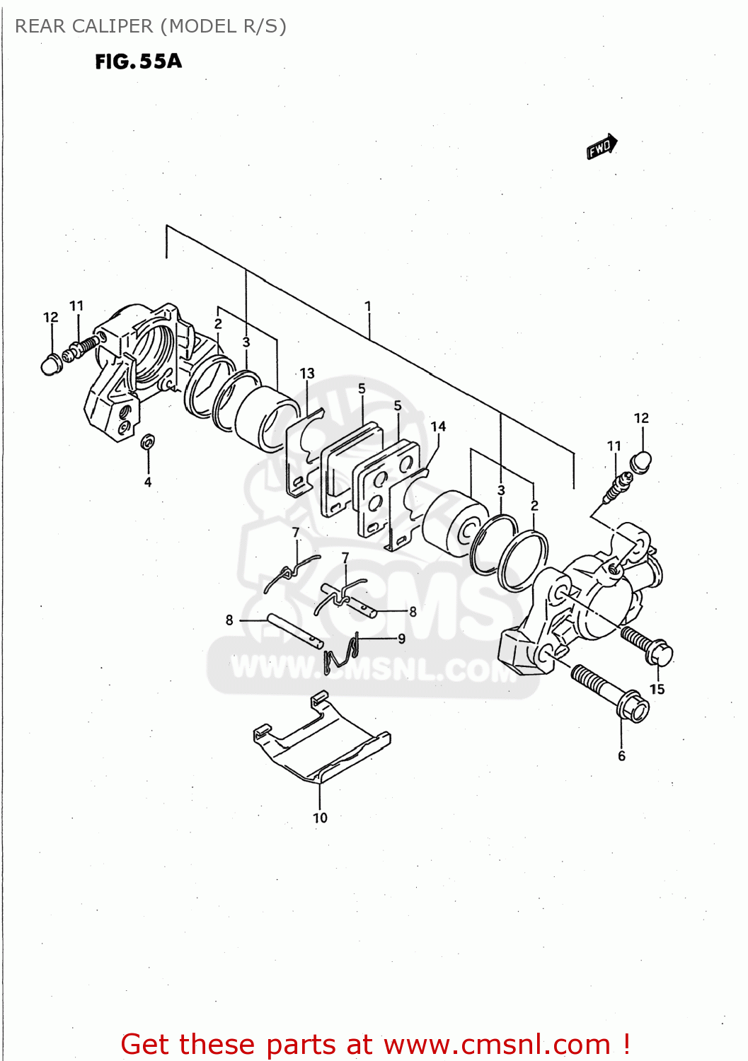 REAR CALIPER (MODEL R/S) GSXR750W 1995 (S) USA (E03)