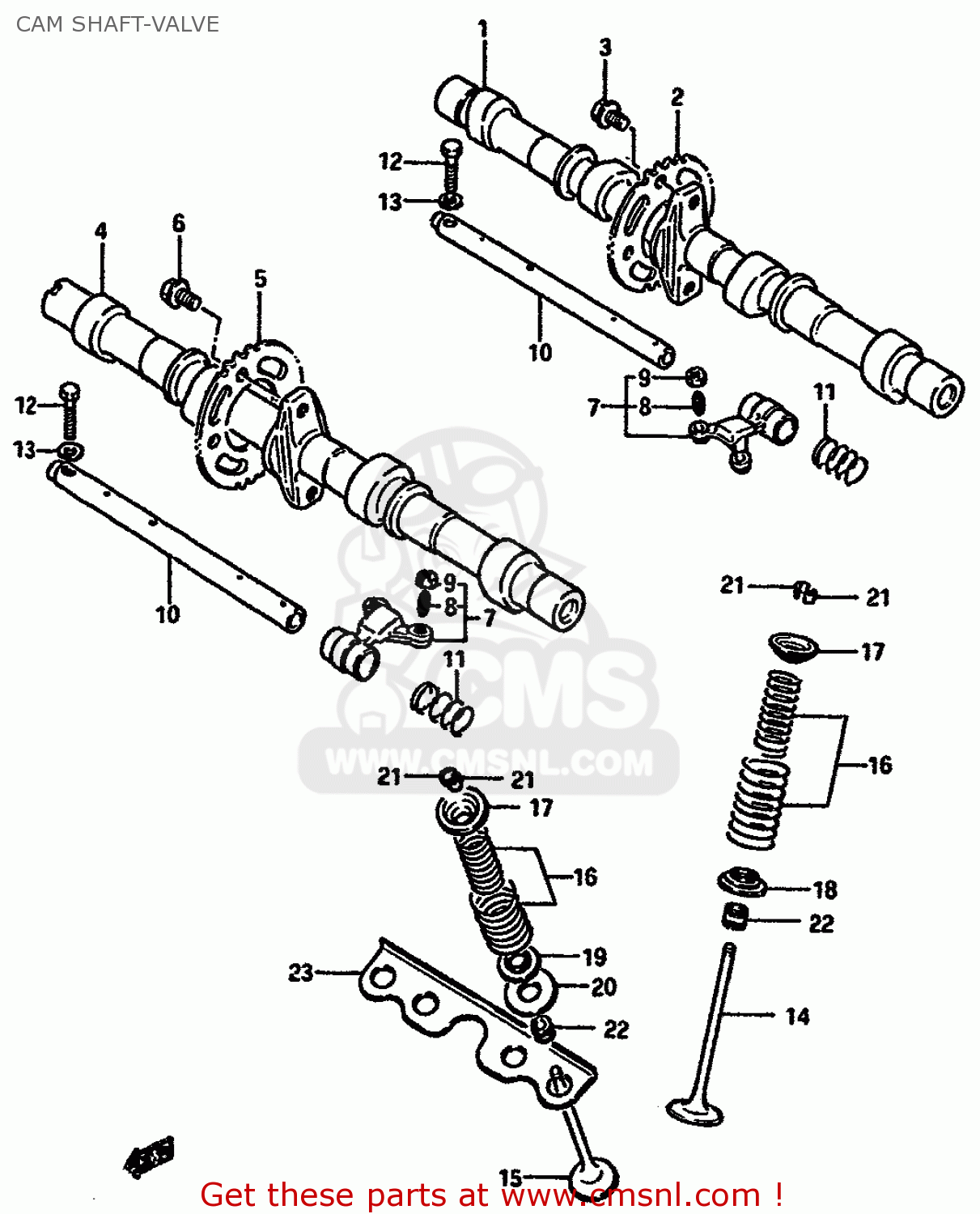CAM SHAFT-VALVE GSXR750X 1986 (G) (E01 E02 E04 15 16 17 18 21 22 24 25 34 39 53)