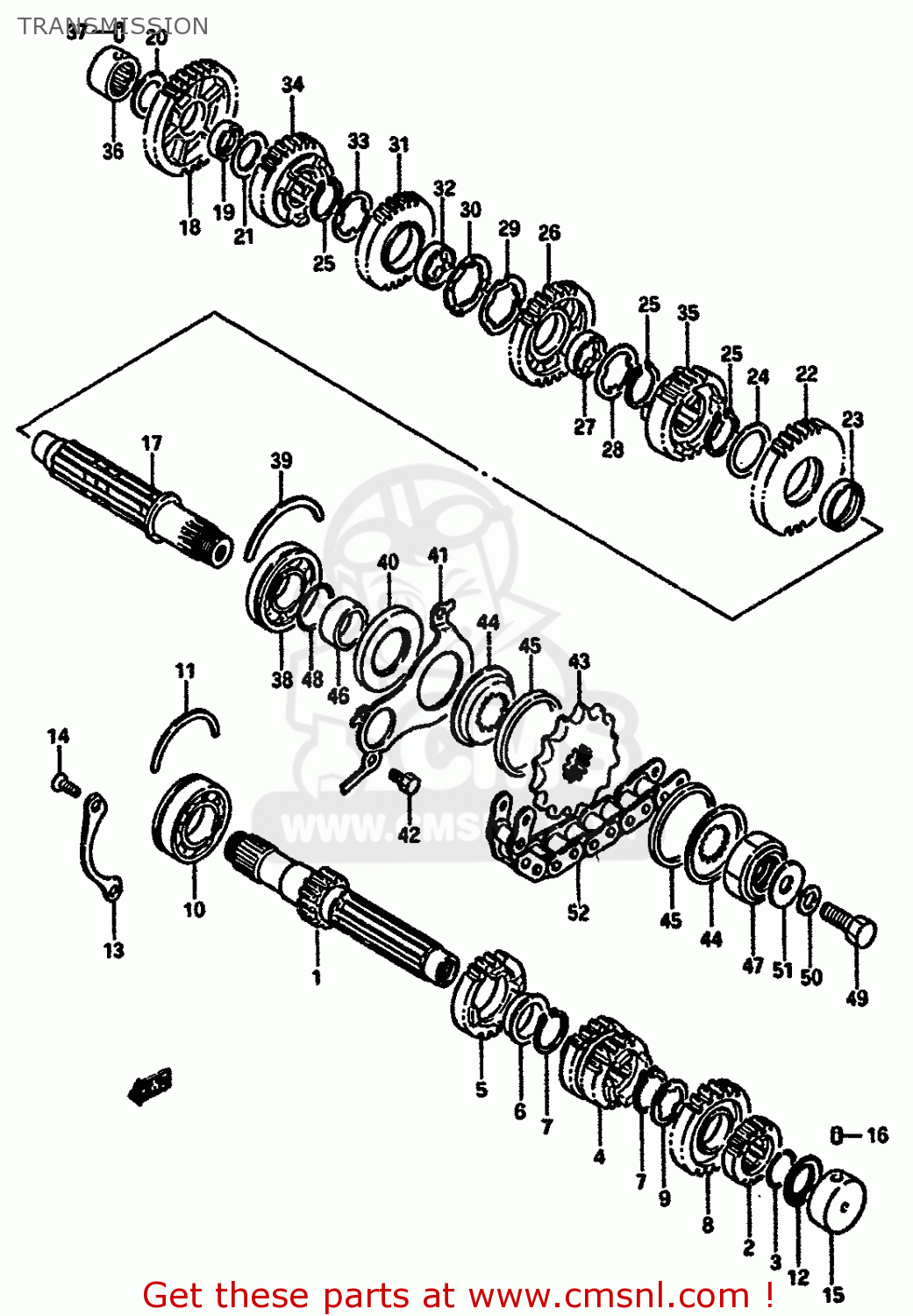TRANSMISSION GSXR750X 1986 (G) (E01 E02 E04 15 16 17 18 21 22 24 25 34 39 53)