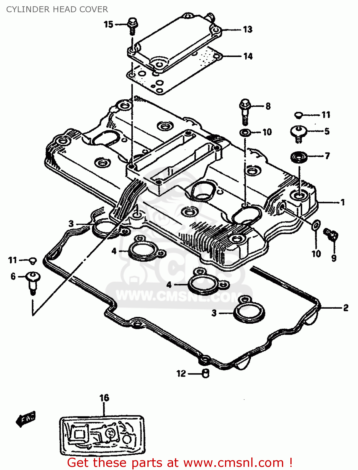 CYLINDER HEAD COVER GSXR750X 1986 (G) (E01 E02 E04 15 16 17 18 21 22 24 25 34 39 53)