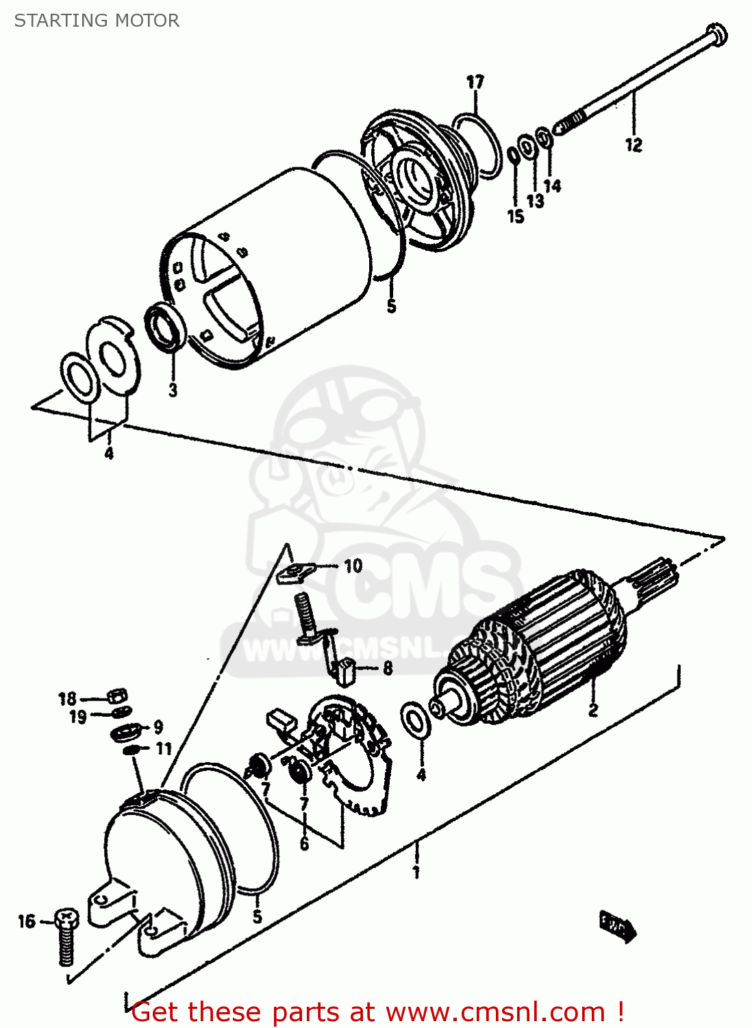 STARTING MOTOR GSXR750X 1986 (G) (E01 E02 E04 15 16 17 18 21 22 24 25 34 39 53)