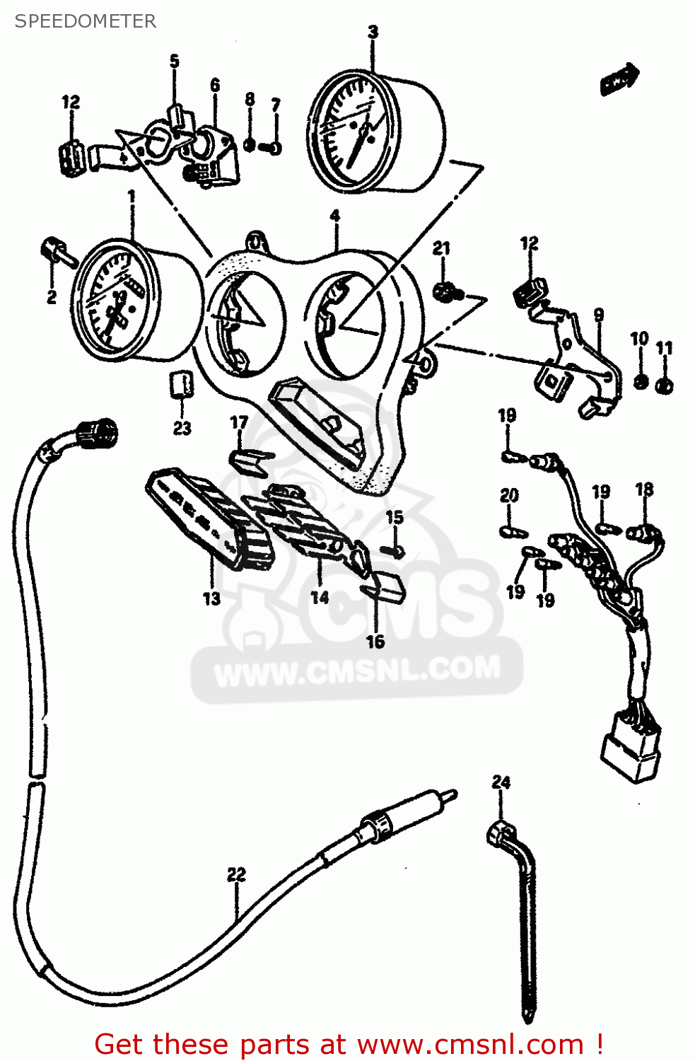 SPEEDOMETER GSXR750X 1986 (G) (E01 E02 E04 15 16 17 18 21 22 24 25 34 39 53)