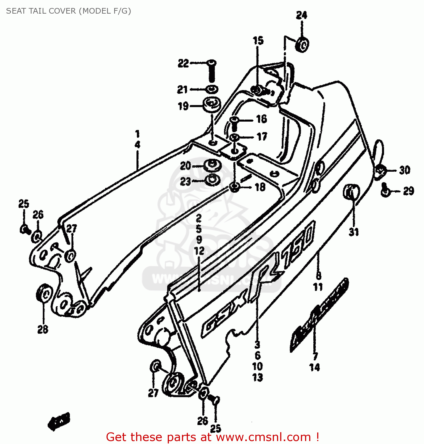 SEAT TAIL COVER (MODEL F/G) GSXR750X 1986 (G) (E01 E02 E04 15 16 17 18 21 22 24 25 34 39 53)