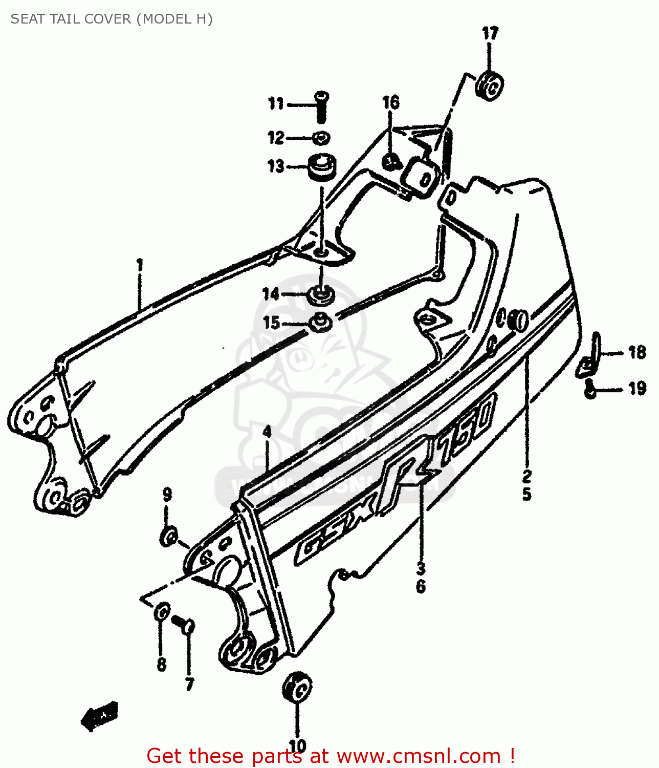 SEAT TAIL COVER (MODEL H) GSXR750X 1986 (G) (E01 E02 E04 15 16 17 18 21 22 24 25 34 39 53)