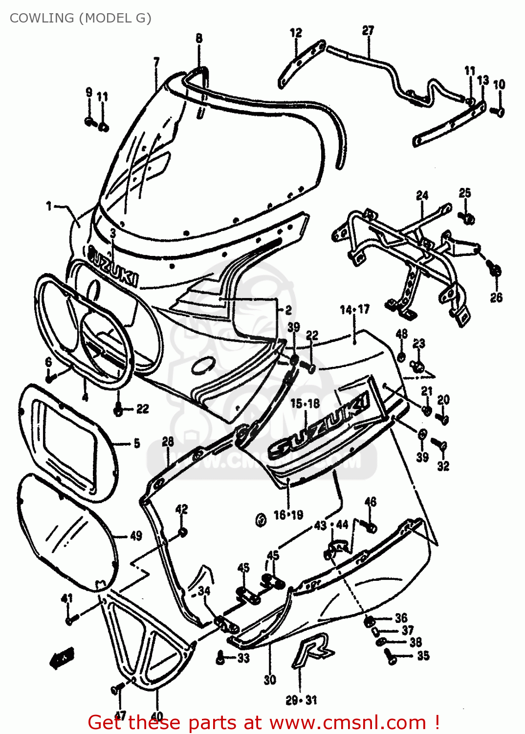 COWLING (MODEL G) GSXR750X 1986 (G) (E01 E02 E04 15 16 17 18 21 22 24 25 34 39 53)