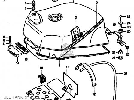 FUEL TANK (MODEL H) - GSXR750X 1986 (G) (E01 E02 E04 15 16 17 18 21 22 24 25 34 39 53)