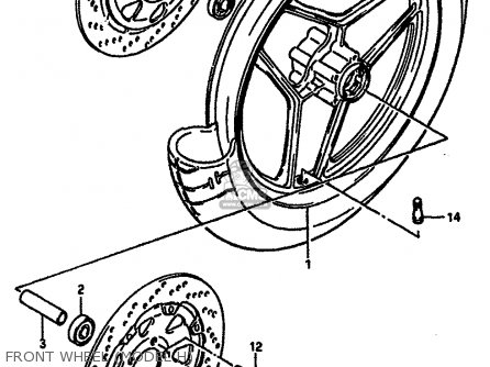 FRONT WHEEL (MODEL H) - GSXR750X 1986 (G) (E01 E02 E04 15 16 17 18 21 22 24 25 34 39 53)