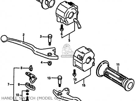 HANDLE SWITCH (MODEL G/H) - GSXR750X 1986 (G) (E01 E02 E04 15 16 17 18 21 22 24 25 34 39 53)