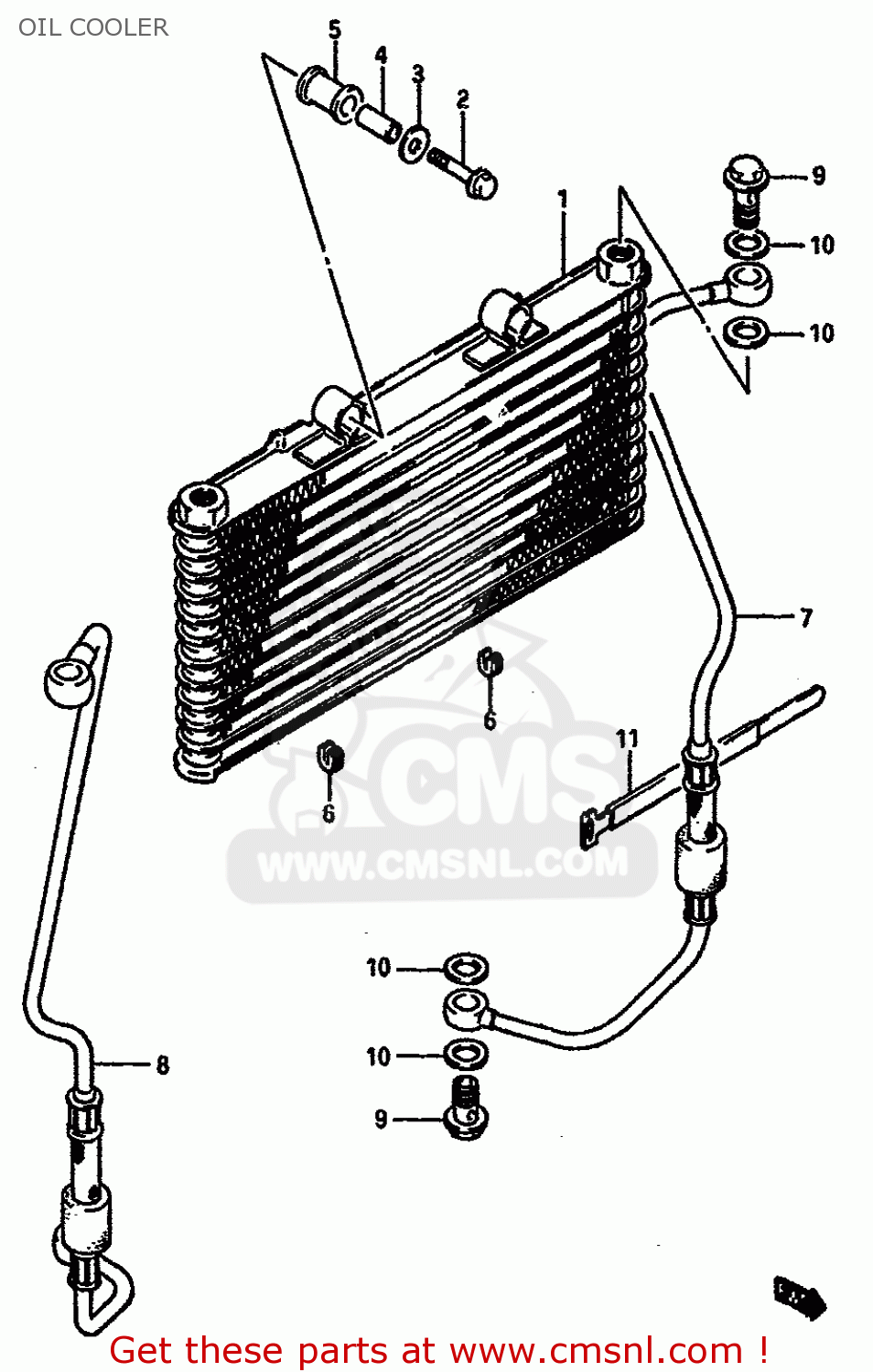 OIL COOLER GSXR750X 1987 (H) (E01 E02 4 6 15 16 17 18 21 22 24 25 34 39 53)