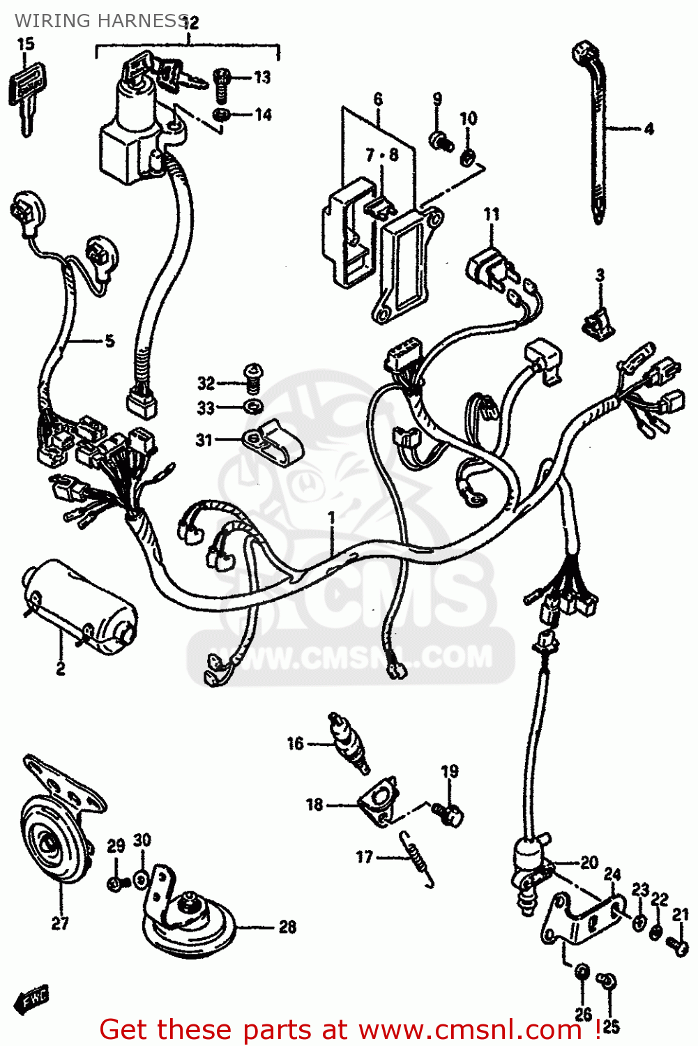 WIRING HARNESS GSXR750X 1987 (H) (E01 E02 4 6 15 16 17 18 21 22 24 25 34 39 53)