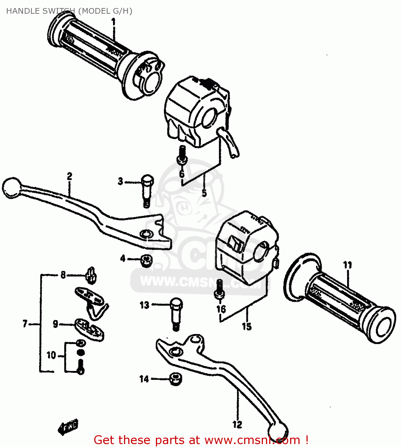 HANDLE SWITCH (MODEL G/H) GSXR750X 1987 (H) (E01 E02 4 6 15 16 17 18 21 22 24 25 34 39 53)
