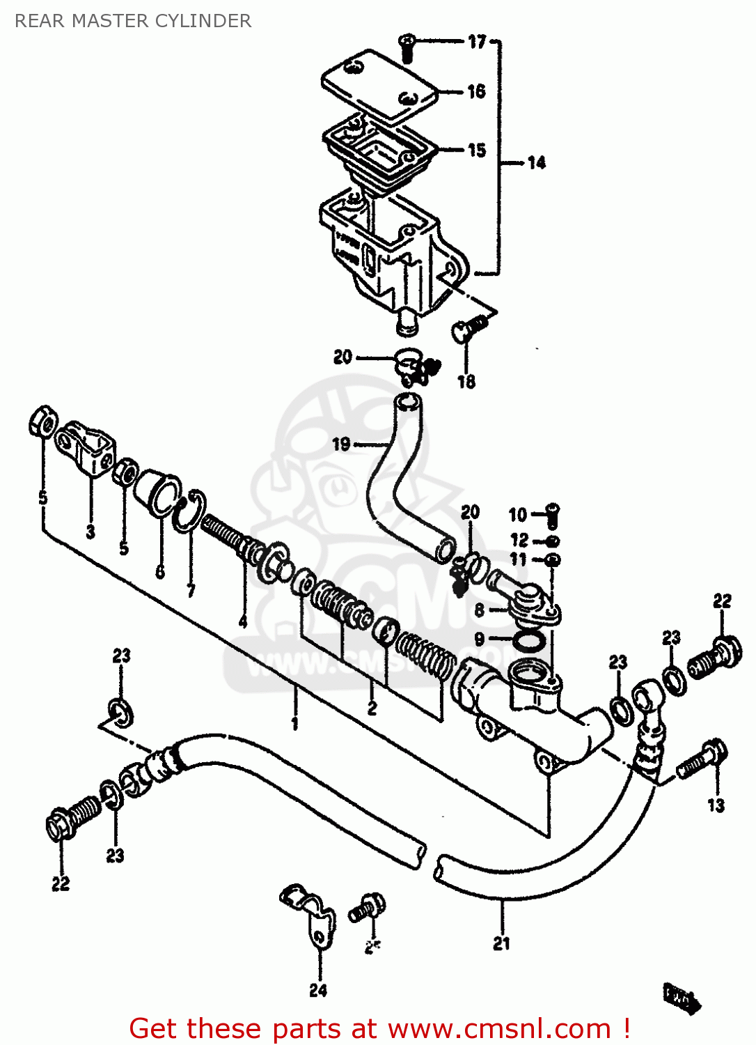 REAR MASTER CYLINDER GSXR750X 1987 (H) (E01 E02 4 6 15 16 17 18 21 22 24 25 34 39 53)