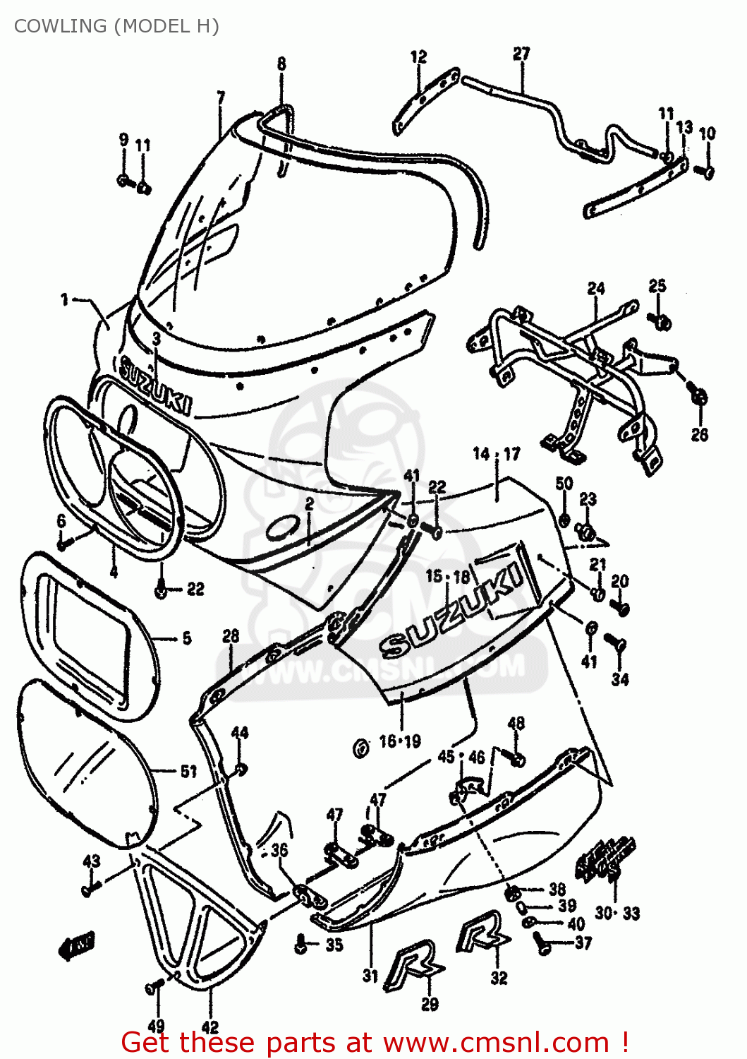 COWLING (MODEL H) GSXR750X 1987 (H) (E01 E02 4 6 15 16 17 18 21 22 24 25 34 39 53)