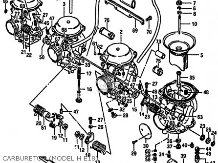 CARBURETOR (MODEL H E18) - GSXR750X 1987 (H) (E01 E02 4 6 15 16 17 18 21 22 24 25 34 39 53)