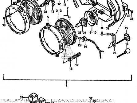 HEADLAMP (MODEL G/H E1,2,4,6,15,16,17,21,22,24,25,39,53) - GSXR750X 1987 (H) (E01 E02 4 6 15 16 17 18 21 22 24 25 34 39 53)