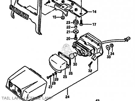 TAIL LAMP-LICENSE LAMP - GSXR750X 1987 (H) (E01 E02 4 6 15 16 17 18 21 22 24 25 34 39 53)