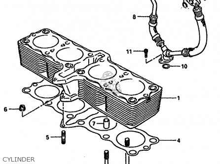 CYLINDER - GSXR750X 1987 (H) (E01 E02 4 6 15 16 17 18 21 22 24 25 34 39 53)
