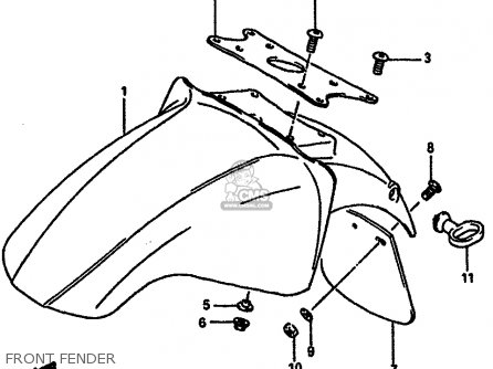 FRONT FENDER - GSXR750X 1987 (H) (E01 E02 4 6 15 16 17 18 21 22 24 25 34 39 53)