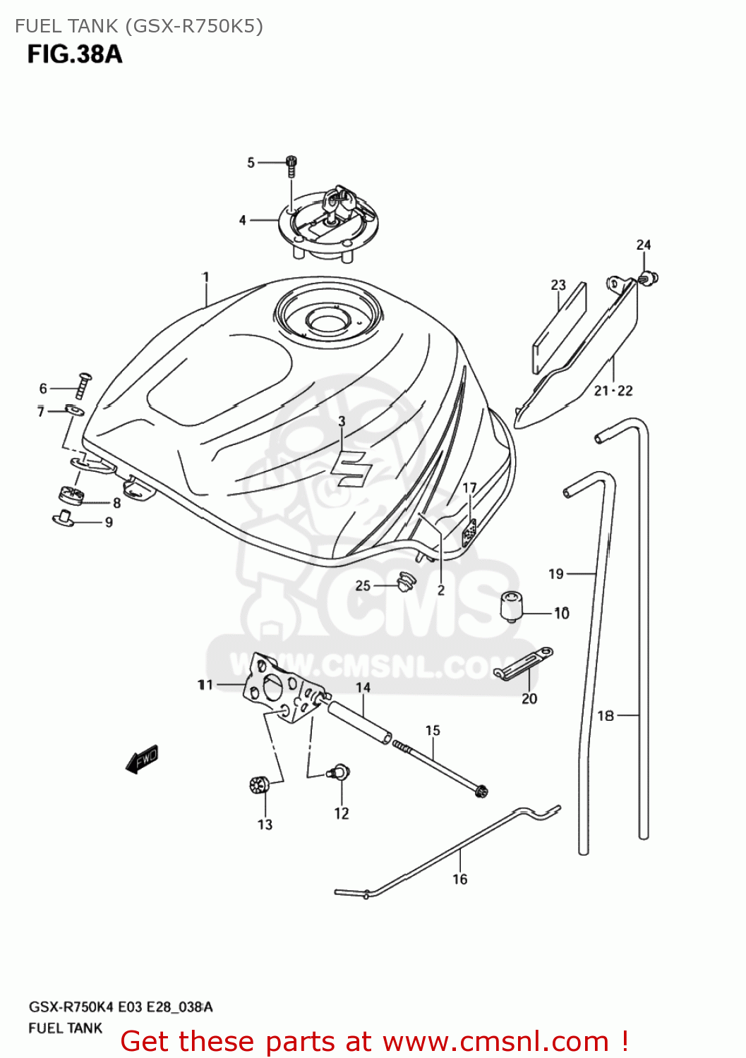 FUEL TANK (GSX-R750K5) GSXR750X 2004 (K4) USA (E03)