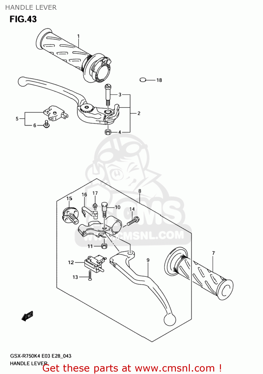 HANDLE LEVER GSXR750X 2004 (K4) USA (E03)