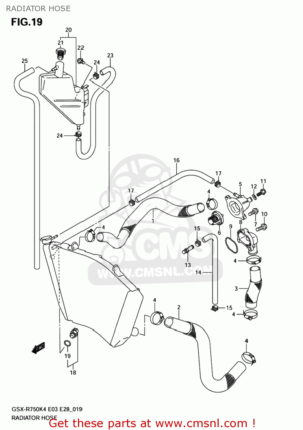 RADIATOR HOSE GSXR750X 2004 (K4) USA (E03)