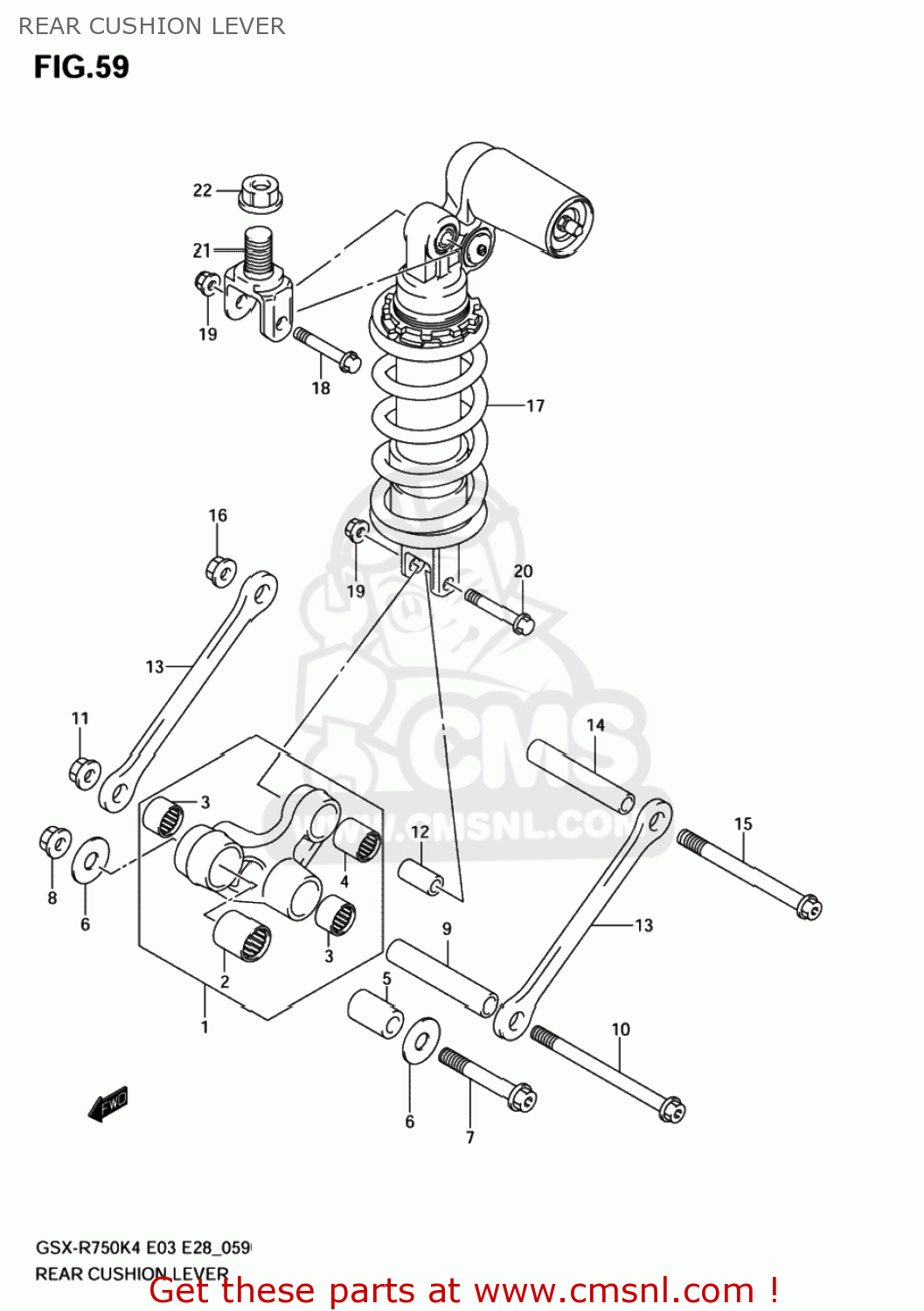REAR CUSHION LEVER GSXR750X 2004 (K4) USA (E03)